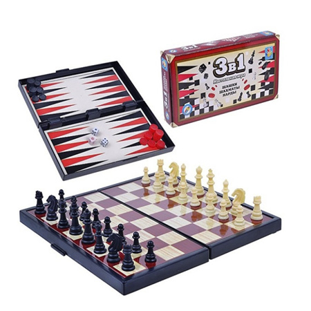 Настольная игра 3 в 1 (шашки, шахматы, нарды)